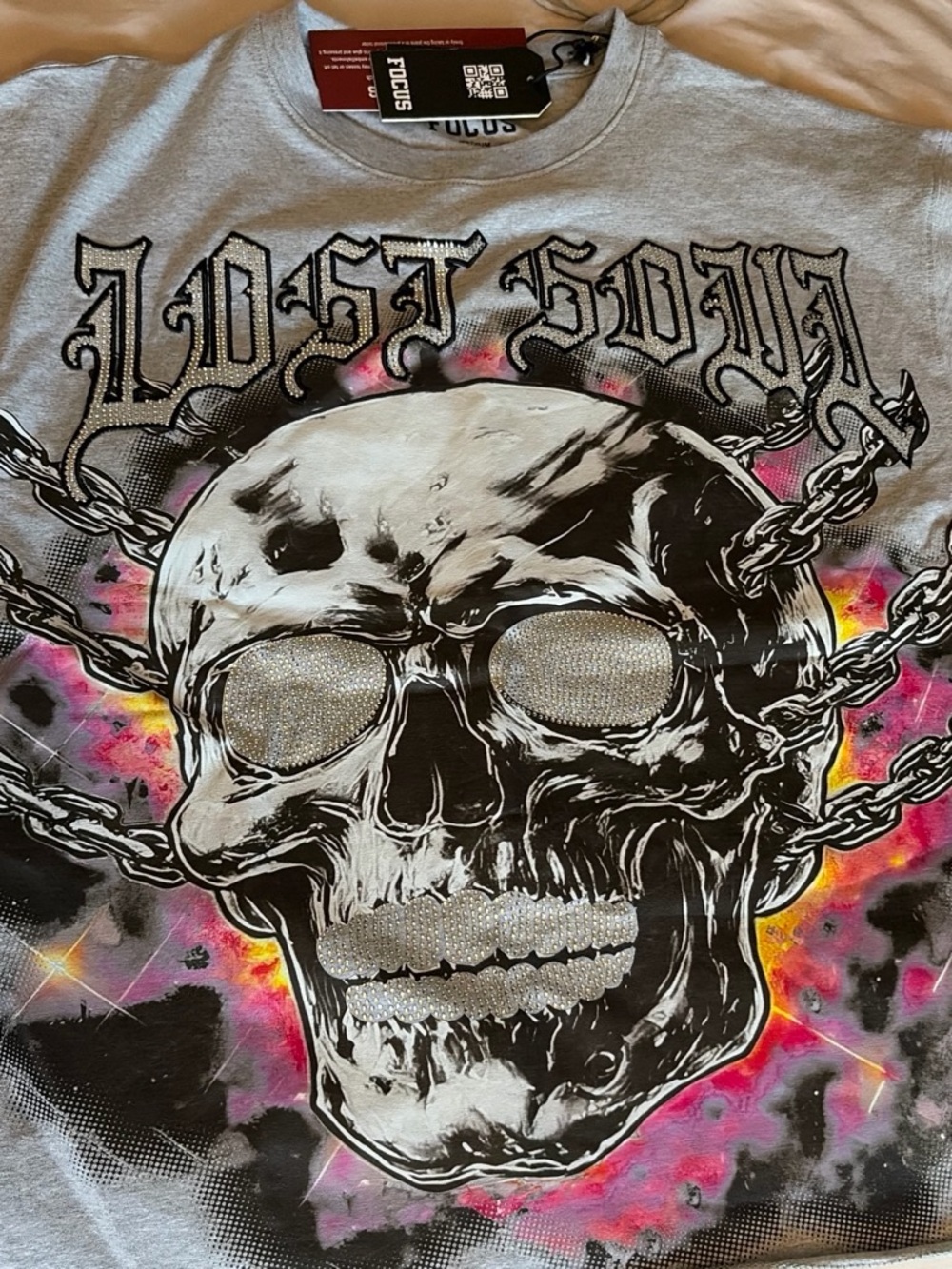 FOCUS Men’s Gray 'Lost Soul' Skull Graphic Tee